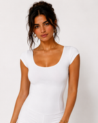 Contour Open-Back Romper.