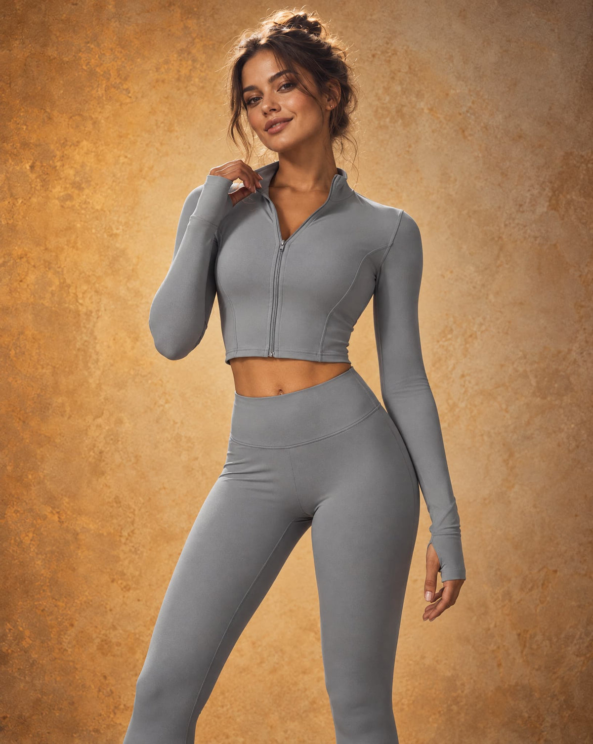 Orivelle Arc - Cropped Zip-Up Long Sleeve Yoga Jacket