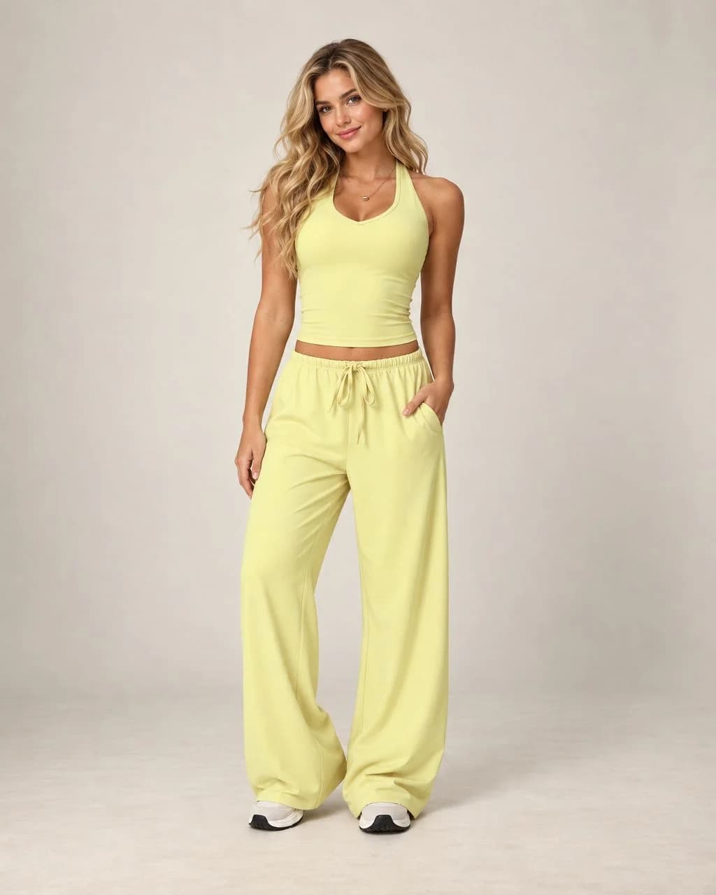 Olyvessa Drift - High-Waist Drawstring Wide-Leg Pants