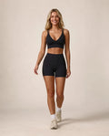 High-waist seamless yoga shorts, advanced black