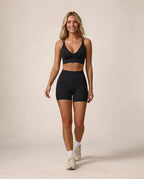 High-waist seamless yoga shorts, advanced black
