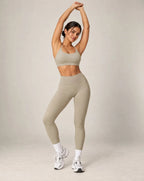 Women's high-waist seamless yoga leggings, light taupe