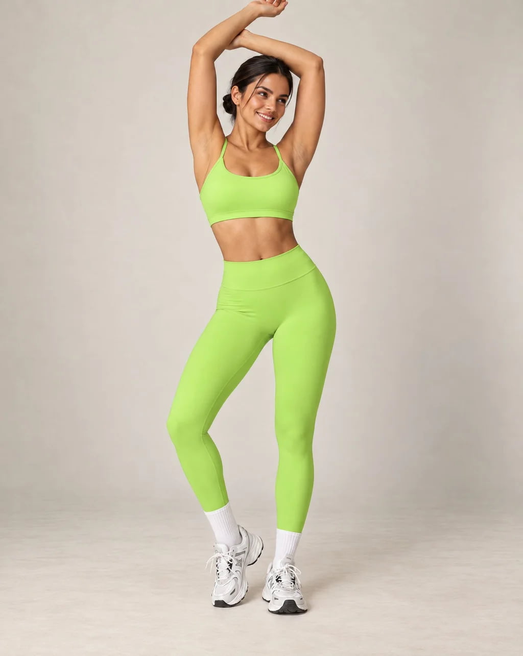 Women's high-waist seamless yoga leggings, bright green