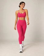Women's high-waist seamless yoga leggings, raspberry pink