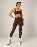Women's high-waist seamless yoga leggings, dark brown