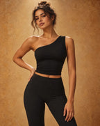Slant Flow - Quick-Dry One-Shoulder Fitted Yoga Tank Top