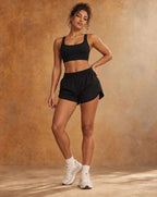 Breeze Layer - Quick-Dry Layered-Look Yoga Shorts with Pockets