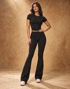 Mirevya Rhythm - Short Sleeve Top & Flared Pants Set