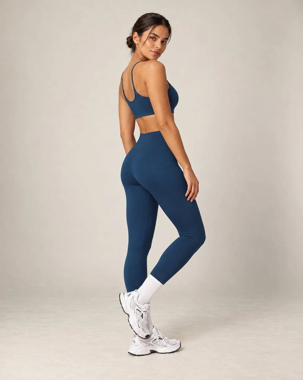 Women's high-waist seamless yoga leggings, deep blue