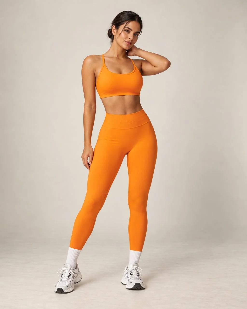 Women's high-waist seamless yoga leggings, orange