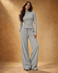 Veyra - Women's Stand-Collar Zip-Up Jacket & Wide-Leg Pants Set