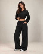 Zephyr - Women's Hooded Jacket & Wide-Leg Pants Set