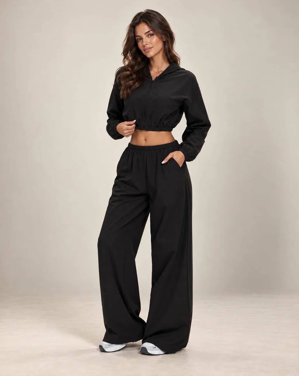 Zephyr - Women's Hooded Jacket & Wide-Leg Pants Set