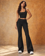 Folded Flow - Women's Foldover High-Waisted Flared Pants
