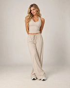 Olyvessa Drift - High-Waist Drawstring Wide-Leg Pants
