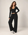 Vaelira Ribbon - Long Sleeve Tie-Waist Yoga Wrap Top