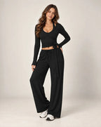Vaelira Ribbon - Long Sleeve Tie-Waist Yoga Wrap Top