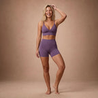Fog purple V-neck sports bra and high-waist shorts set