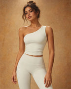 Slant Flow - Quick-Dry One-Shoulder Fitted Yoga Tank Top