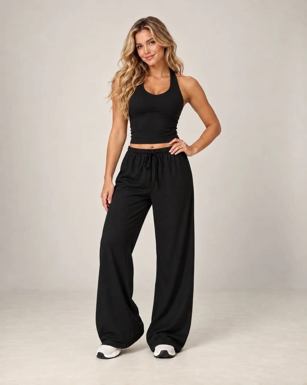 Olyvessa Drift - High-Waist Drawstring Wide-Leg Pants
