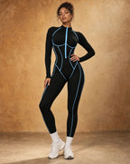 Prism Motion - Colorblock Quick-Dry Fitted Yoga & Running Jumpsuit
