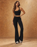 Soft Flare - Women's Wool Pleated Foldover High-Waisted Yoga Pants