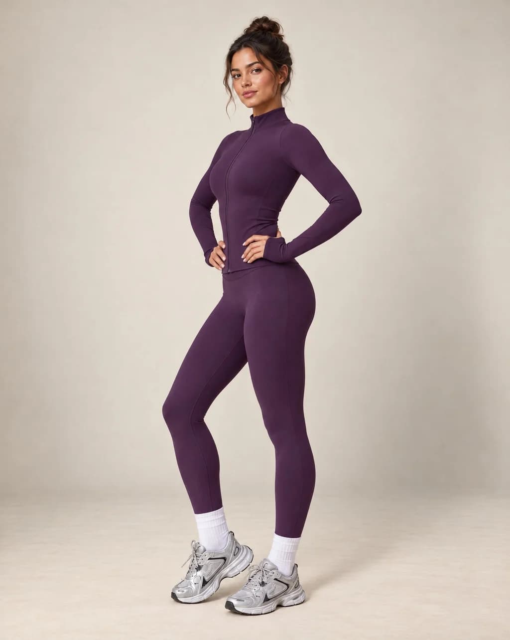 Aevrissa Line - Stand-Collar Fitted Zip-Up Yoga Jacket