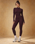 Cozy Motion - Women's Breathable Zip-Up Long-Sleeve Yoga Jumpsuit