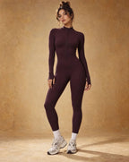 Cozy Motion - Women's Breathable Zip-Up Long-Sleeve Yoga Jumpsuit