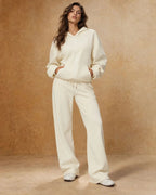 Sora - Women's Hooded Zip-Up Sweatshirt & Wide-Leg Pants Set