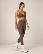 Nyrelisse high-waist yoga leggings, stonewashed brown, ankle length