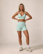 High-waist seamless yoga shorts, mint green