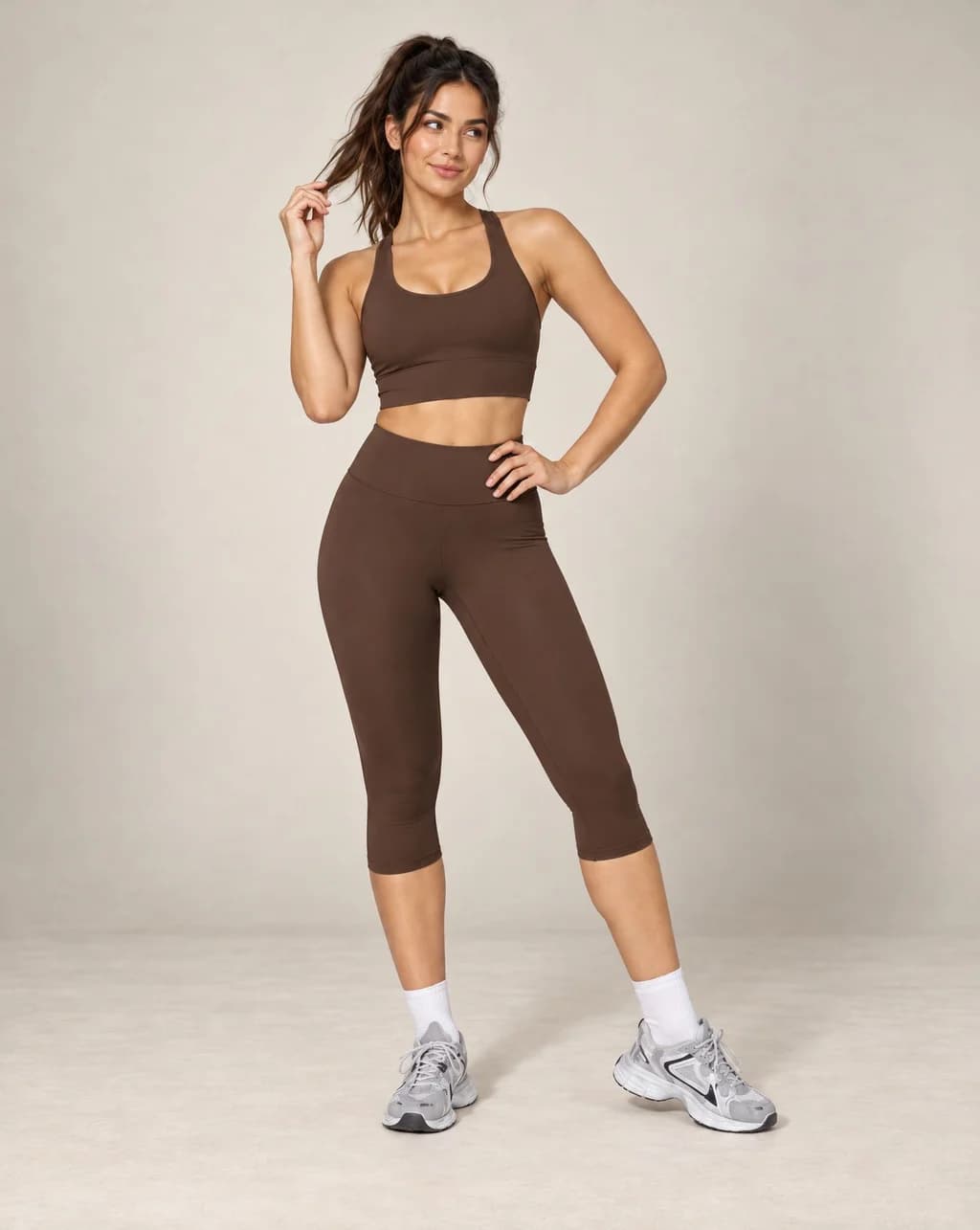 Soft Pace - Brushed Quick-Dry High-Waisted Knee-Length Yoga Leggings