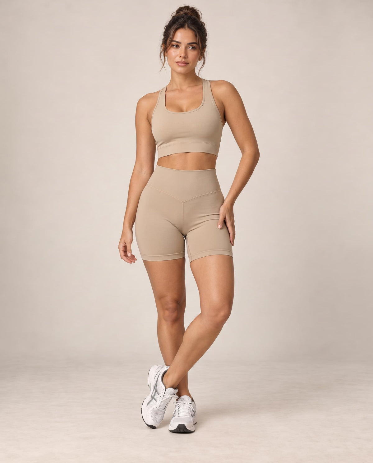 Seamless Sculpt - Contrast-Trim High-Waisted Fitted Yoga Shorts