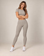 Bare Flow - Soft-Feel Round-Neck Fitted Short-Sleeve Yoga Top