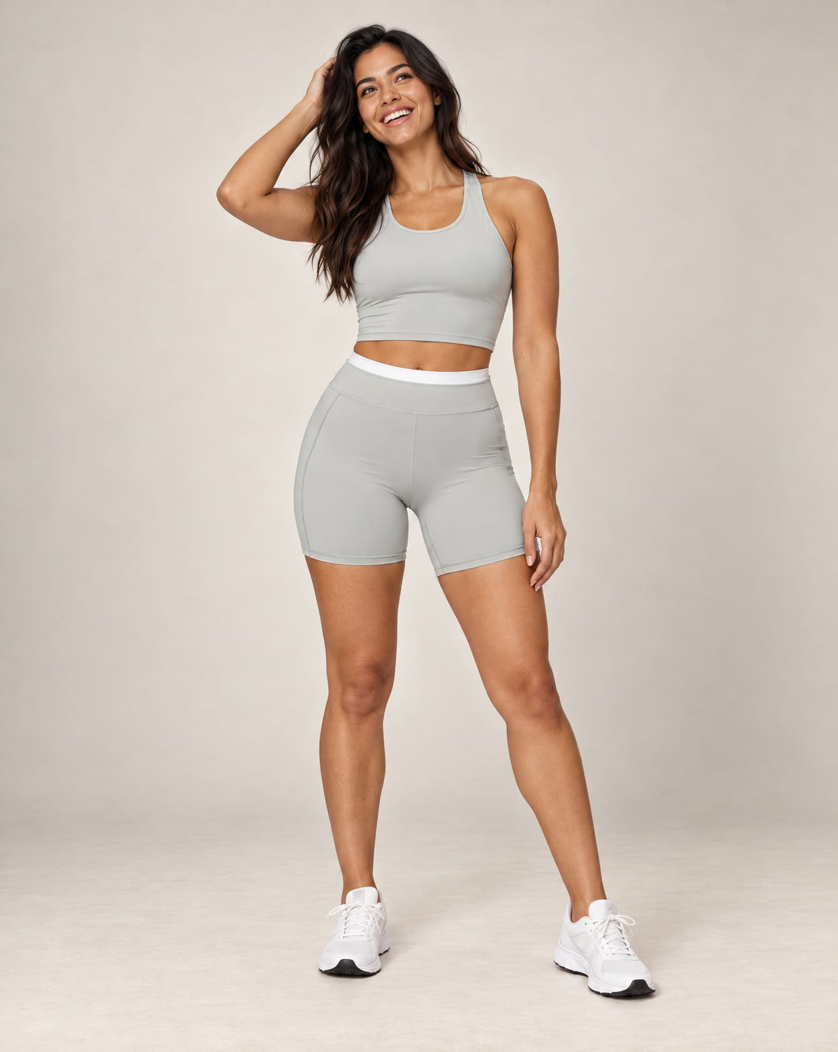 Bare Rib - Soft-Feel Ribbed Colorblock High-Waisted Yoga Shortsv