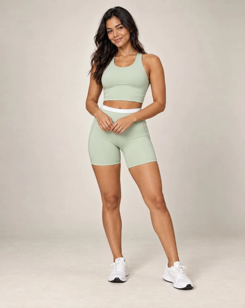 Bare Rib - Soft-Feel Ribbed Colorblock High-Waisted Yoga Shortsv
