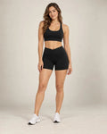 Soft Cross - Brushed Crossover-Waist Fitted Yoga Shorts
