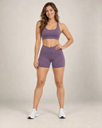 Soft Cross - Brushed Crossover-Waist Fitted Yoga Shorts
