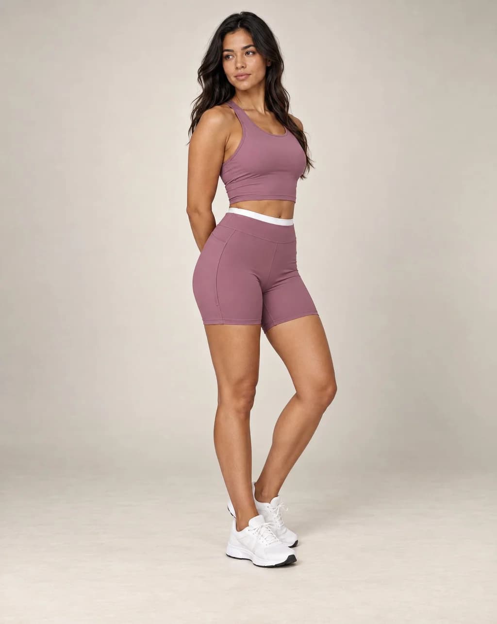 Bare Rib - Soft-Feel Ribbed Colorblock High-Waisted Yoga Shortsv