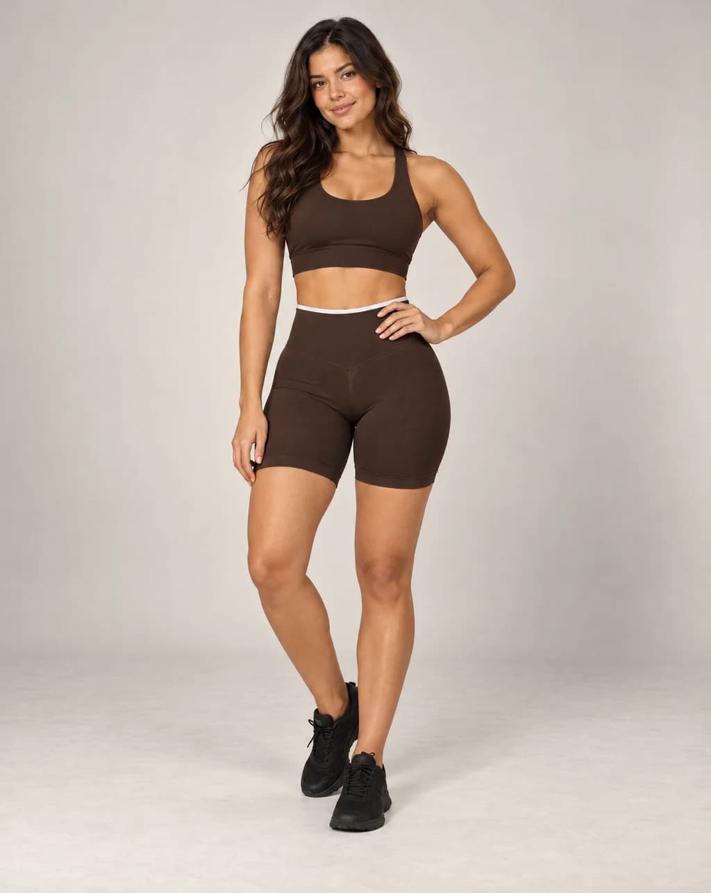 Seamless Sculpt - Contrast-Trim High-Waisted Fitted Yoga Shorts