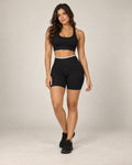 Seamless Sculpt - Contrast-Trim High-Waisted Fitted Yoga Shorts