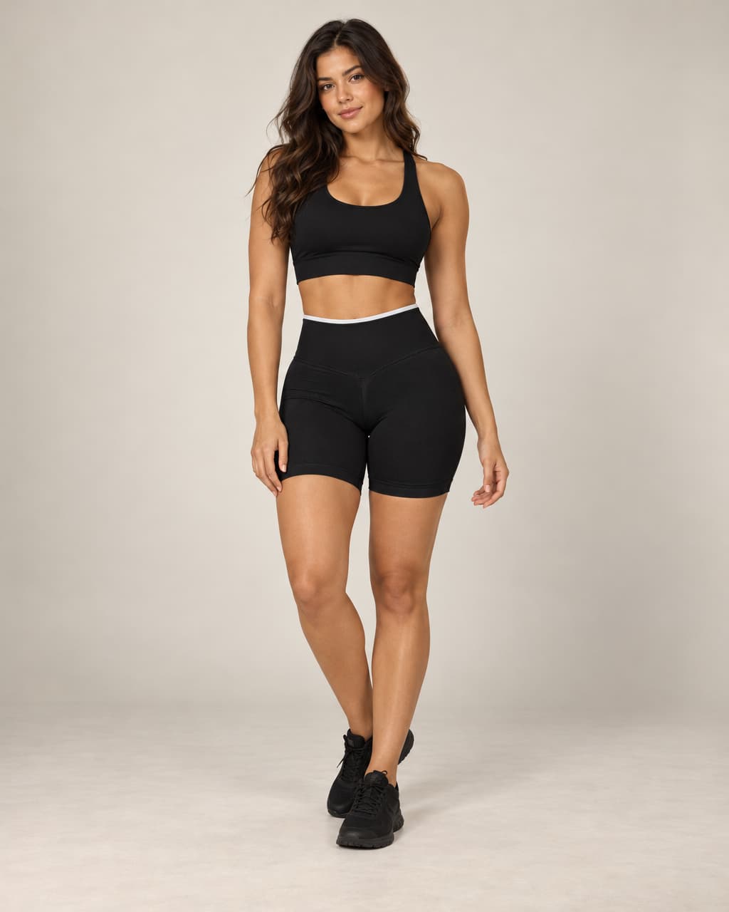 Seamless Sculpt - Contrast-Trim High-Waisted Fitted Yoga Shorts