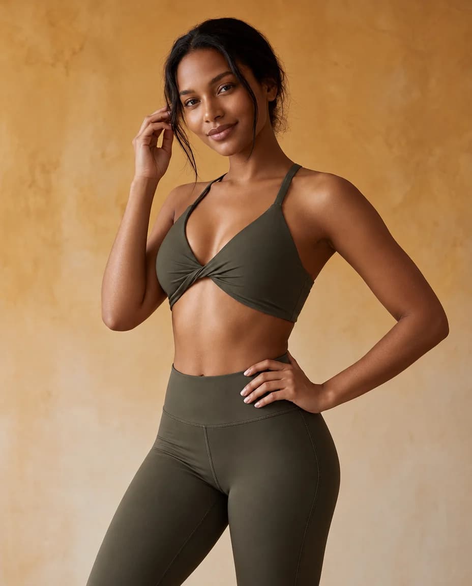 Elunara Knot - Twist-Front V-Neck Sports Bra