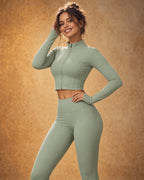 Orivelle Arc - Cropped Zip-Up Long Sleeve Yoga Jacket