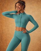 Virelia Rise - Cropped High-Neck Zip-Up Yoga Jacket