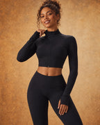 Virelia Rise - Cropped High-Neck Zip-Up Yoga Jacket