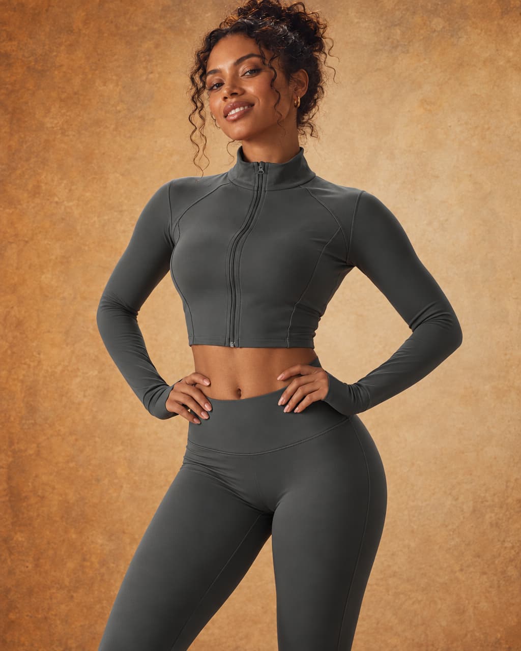 Virelia Rise - Cropped High-Neck Zip-Up Yoga Jacket