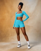 Soft Sprint - Brushed High-Waisted Fitted Yoga & Running Shorts