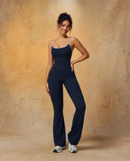 Studio Grace - Women's Solid-Color Open-Back Full-Length Yoga Jumpsuit